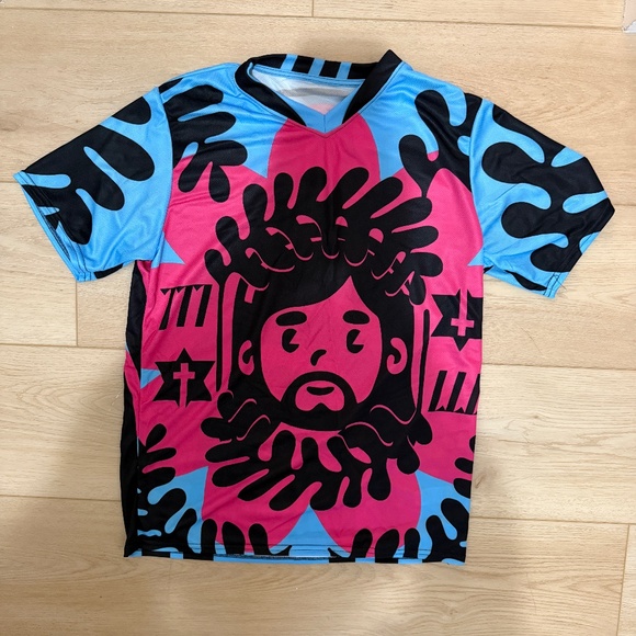 Gloomy Rainbows Art Jersey Tee Pink Blue Regular Fit - Picture 4 of 8